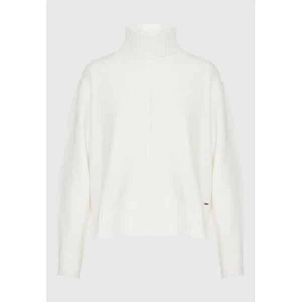 Γυναικεία Oversized πλεκτή μπλούζα με ψηλό λαιμό FBL008-139-09 Λευκό FUNKY BUDDHA - Image 5