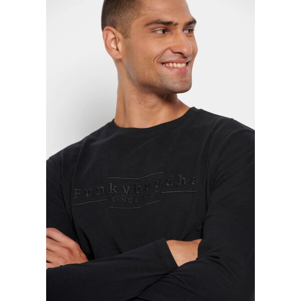Ανδρική Μπλούζα Μακρύ Μανίκι FUNKY BUDDHA FBM008-025-07 Μαύρο - Image 4
