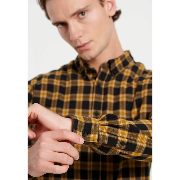 Ανδρικό Πουκάμισο FUNKY BUDDHA FBM008-029-05 Κίτρινο Μαύρο - Image 4