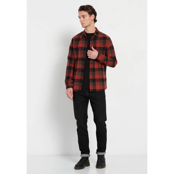 Ανδρικό Πουκάμισο FUNKY BUDDHA FBM008-031-05 Πορτοκαλί Μαύρο - Image 3