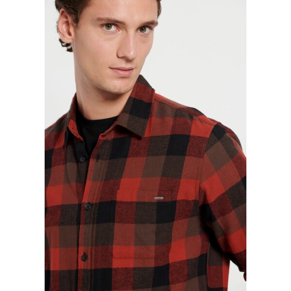 Ανδρικό Πουκάμισο FUNKY BUDDHA FBM008-031-05 Πορτοκαλί Μαύρο - Image 4