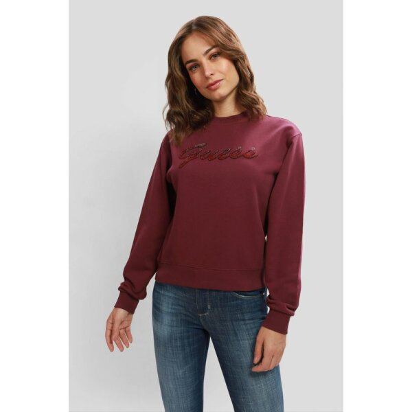 Guess-Sudadera-Mujer-W3BQ12KBKM0-G4A1-PLANO Γυναικεία Μπλούζα Guess Φούτερ με λογότυπο με στρας μπροστά W3BQ12KBKM0-G4A1 - Image 1