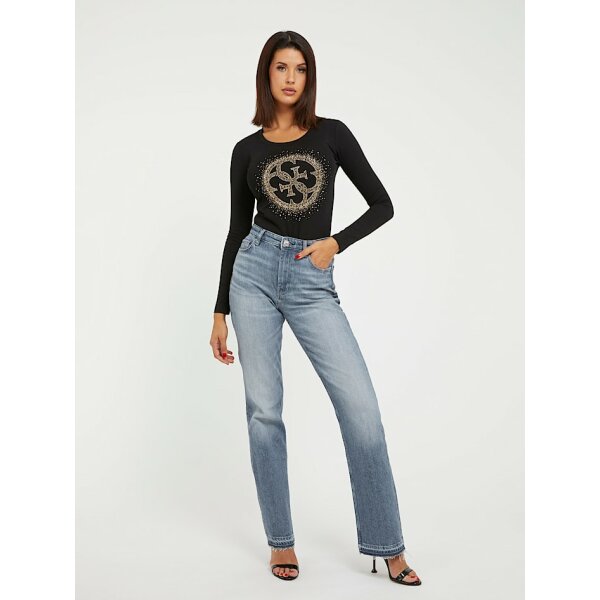 Γυναικεία Μπλούζα  Guess Ελαστική με λογότυπο στρας W3BI61J1314-JBLK - Image 2