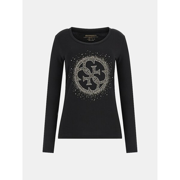 Γυναικεία Μπλούζα  Guess Ελαστική με λογότυπο στρας W3BI61J1314-JBLK - Image 4