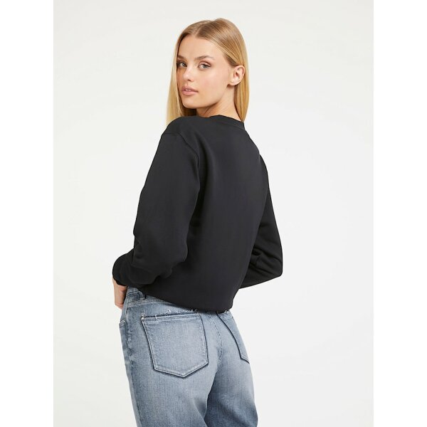 Γυναικεία Μπλούζα Guess Φούτερ με λογότυπο με στρας μπροστά W3BQ12KBKM0-JBLK - Image 3