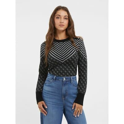 Γυναικείο Πουλόβερ με λογότυπο 4g Guess Μαύρο W3BR26Z3AE0-F9P8