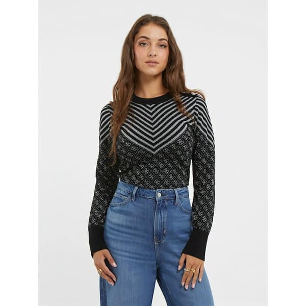 Γυναικείο Πουλόβερ με λογότυπο 4g Guess Μαύρο W3BR26Z3AE0-F9P8 - Image 1