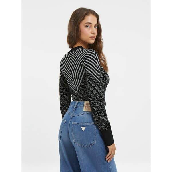 Γυναικείο Πουλόβερ με λογότυπο 4g Guess Μαύρο W3BR26Z3AE0-F9P8 - Image 3