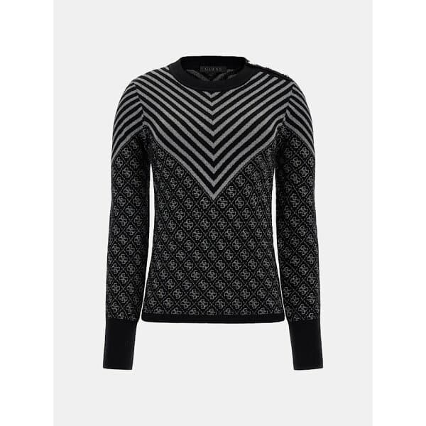 Γυναικείο Πουλόβερ με λογότυπο 4g Guess Μαύρο W3BR26Z3AE0-F9P8 - Image 4