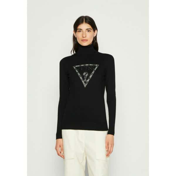 Γυναικεία Μπλούζα Guess Ζιβάγκο με λογότυπο με στρας Μαύρο W3BR23Z2NQ2-JBLK - Image 1