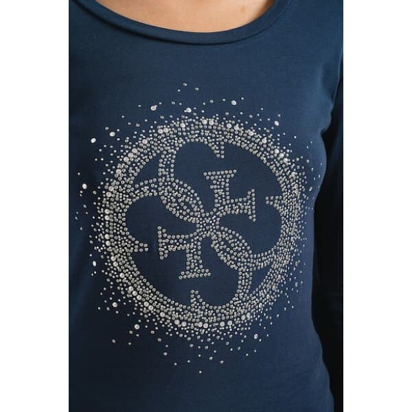 Γυναικεία Μπλούζα  Guess Ελαστική με λογότυπο στρας Μπλέ W3BI61J1314-G7P1 - Image 5