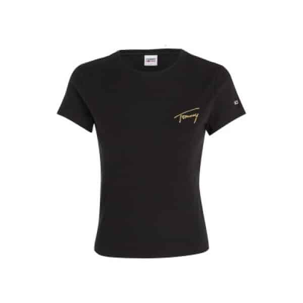 tee-shirt-tommy-jeans-femme-gold-signature-noir-DW0DW16929-BDS Γυναικεία Μπλούζα Femme SIGNATURE Noir TOMMY JEANS DW0DW16929-BDS - Image 1