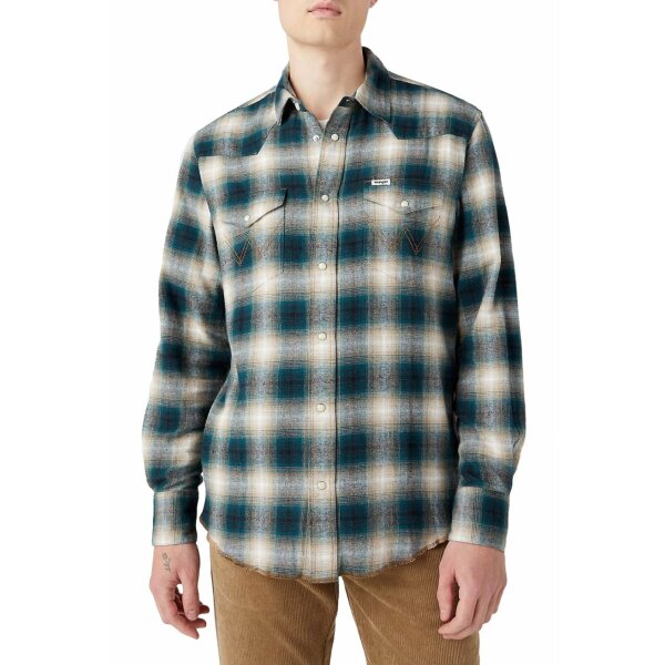 Ανδρικό Πουκάμισο WRANGLER 112341164 Πράσινο Μπέζ - Image 3