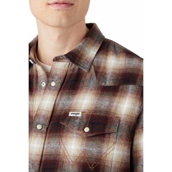 Ανδρικό Πουκάμισο WRANGLER 112341919 Καφέ Μπεζ - Image 5