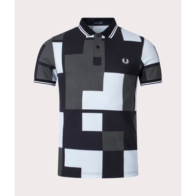 Ανδρικό POLO FRED PERRY PIXEL PRINT M6614 Γκρι Μαύρο