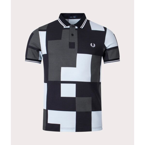 Ανδρικό POLO FRED PERRY PIXEL PRINT M6614 Γκρι Μαύρο - Image 1