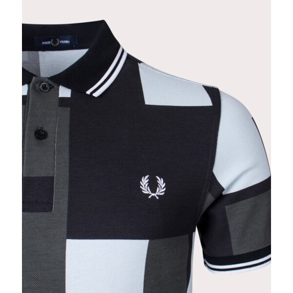 Ανδρικό POLO FRED PERRY PIXEL PRINT M6614 Γκρι Μαύρο - Image 2