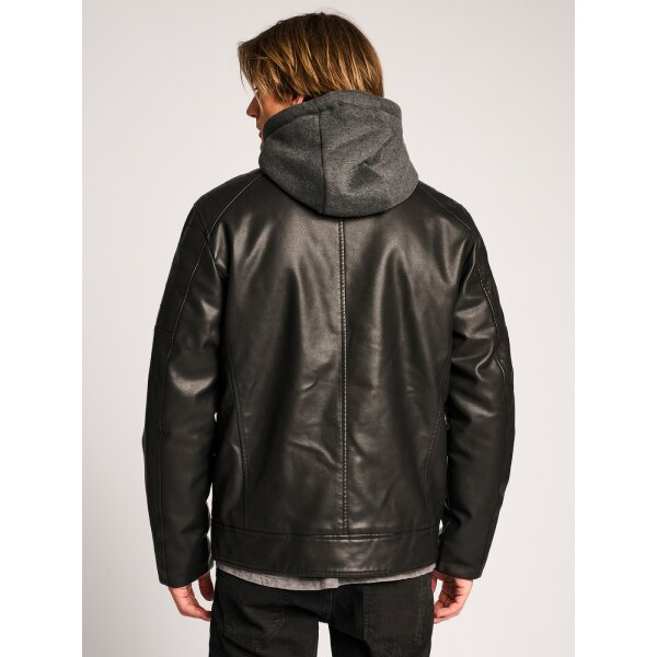 Ανδρικό Μπουφάν Δερματίνη STAFF ROBERT 66-204.050 Μαύρο - Image 4