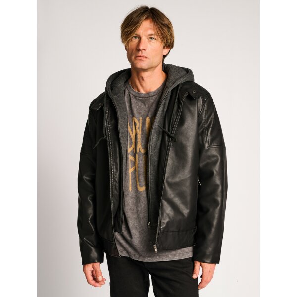 Ανδρικό Μπουφάν Δερματίνη STAFF ROBERT 66-204.050 Μαύρο - Image 5