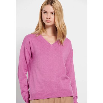 Γυναικείο πουλόβερ με V λαιμόκοψη Ροζ FBL008-101-09 FUNKY BUDDHA