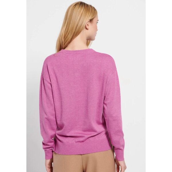 Γυναικείο πουλόβερ με V λαιμόκοψη Ροζ FBL008-101-09 FUNKY BUDDHA - Image 4