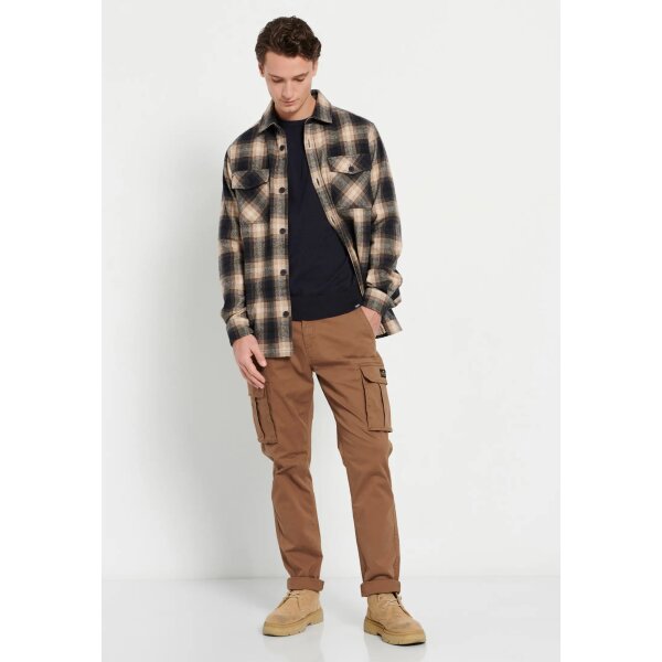 FBM008-082-05_NAVY_2 Ανδρικό Πουκάμισο Καρό Φανέλα FUNKY BUDDHA FBM008-082-05 Μπλε Καφέ - Image 3