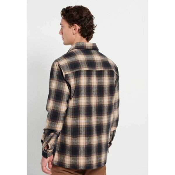 FBM008-082-05_NAVY_4 Ανδρικό Πουκάμισο Καρό Φανέλα FUNKY BUDDHA FBM008-082-05 Μπλε Καφέ - Image 5