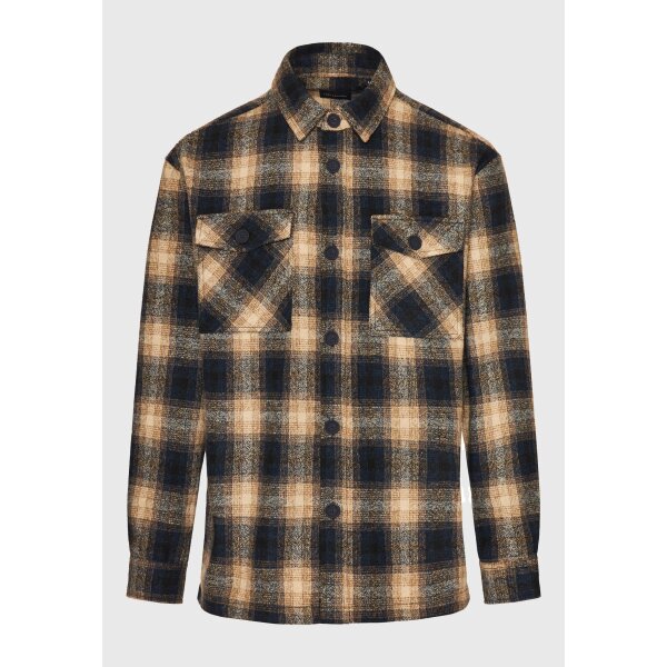 FBM008-082-05_NAVY_6 Ανδρικό Πουκάμισο Καρό Φανέλα FUNKY BUDDHA FBM008-082-05 Μπλε Καφέ - Image 1