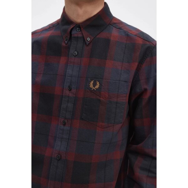 Ανδρικό Πουκάμισο FRED PERRY OXBLOOD M6573 Μπλε Μπορντώ - Image 3