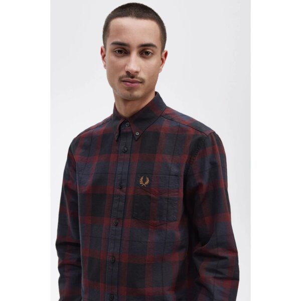 Ανδρικό Πουκάμισο FRED PERRY OXBLOOD M6573 Μπλε Μπορντώ - Image 4