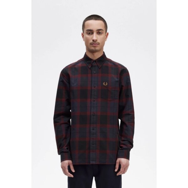Ανδρικό Πουκάμισο FRED PERRY OXBLOOD M6573 Μπλε Μπορντώ - Image 6