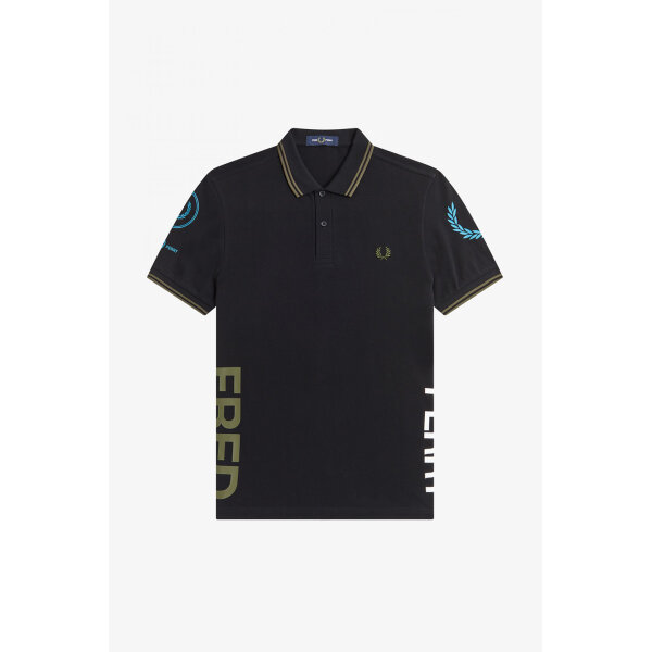Ανδρικό POLO FRED PERRY GRAPHIC BRANDED M6613 Μαύρο - Image 1