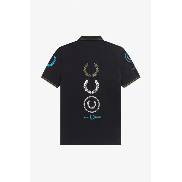 Ανδρικό POLO FRED PERRY GRAPHIC BRANDED M6613 Μαύρο - Image 2