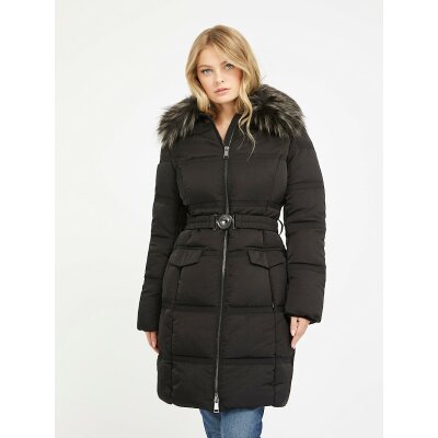 Μακρύ φουσκωτό μπουφάν με ζώνη Guess Μαύρο W3BL28WFQW2