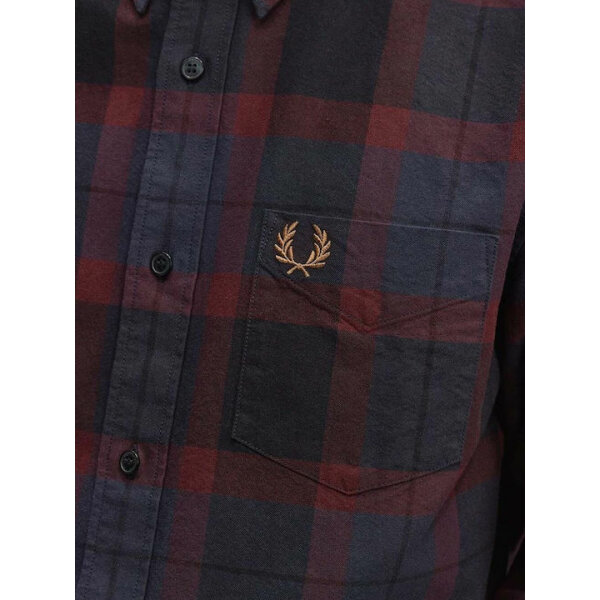 Ανδρικό Πουκάμισο FRED PERRY OXBLOOD M6573 Μπλε Μπορντώ - Image 2