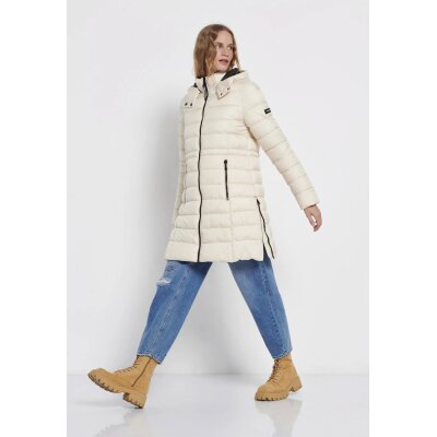 Γυναικείο Μακρύ καπιτονέ μπουφάν με επένδυση Εκρού FBL008-107-01  FUNKY BUDDHA