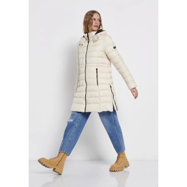 Γυναικείο Μακρύ καπιτονέ μπουφάν με επένδυση Εκρού FBL008-107-01  FUNKY BUDDHA - Image 1