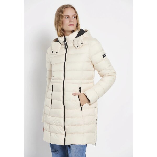 Γυναικείο Μακρύ καπιτονέ μπουφάν με επένδυση Εκρού FBL008-107-01  FUNKY BUDDHA - Image 4