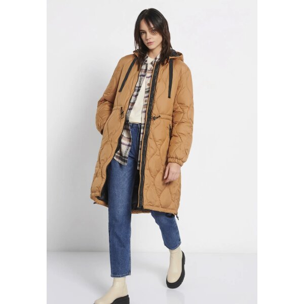 FBL008-108-01_BROWN_SUGAR_2 Γυναικείο Relaxed fit puffer μπουφάν με αποσπώμενη κουκούλα Καφέ  FUNKY BUDDHA FBL008-108-01 - Image 1