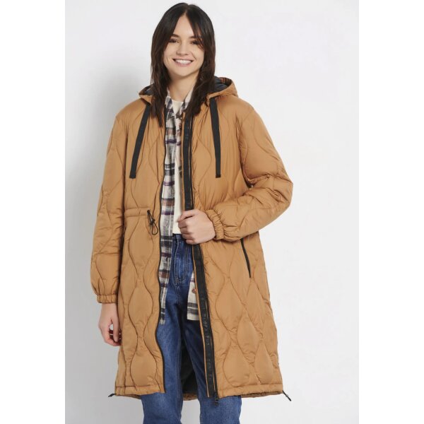 FBL008-108-01_BROWN_SUGAR_4 Γυναικείο Relaxed fit puffer μπουφάν με αποσπώμενη κουκούλα Καφέ  FUNKY BUDDHA FBL008-108-01 - Image 6