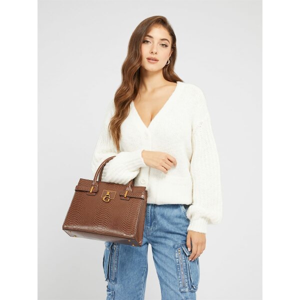 Γυναικεία Τσάντα χειρός καφέ tabata python print GUESS HWKB8998060 - Image 2