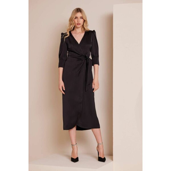 mindmatter2021612 Γυναικείο Σατέν μίντι μαύρο φόρεμα κιμονό DAKOTA D-24-07-03_BLACK - Image 1