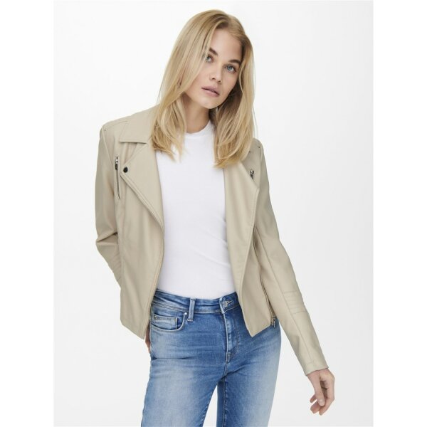 Γυναικείο μπουφάν δερματίνη εκρού ONLY 15153079 - Image 2