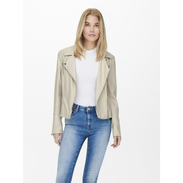 Γυναικείο μπουφάν δερματίνη εκρού ONLY 15153079 - Image 3