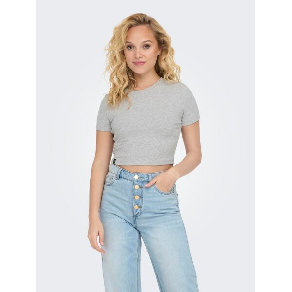 ΓΥΝΑΙΚΕΙΟ ΜΠΛΟΥΖΑΚΙ ΓΚΡΙ ONLY ONLBETTY S/S O-NECK SHORT TOP CC JRS 15311891 - Image 1