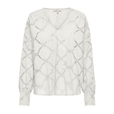 ΓΥΝΑΙΚΕΙΑ ΜΠΛΟΥΖΑ ΛΕΥΚΗ ΜΑΚΡΥΜΑΝΙΚΗ ONLY ONLDORA GELLAR LS V-NECK EMB TOP WVN 15314546