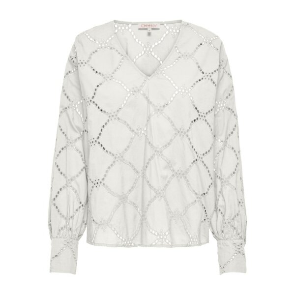 15314546_4490659_front ΓΥΝΑΙΚΕΙΑ ΜΠΛΟΥΖΑ ΛΕΥΚΗ ΜΑΚΡΥΜΑΝΙΚΗ ONLY ONLDORA GELLAR LS V-NECK EMB TOP WVN 15314546 - Image 1