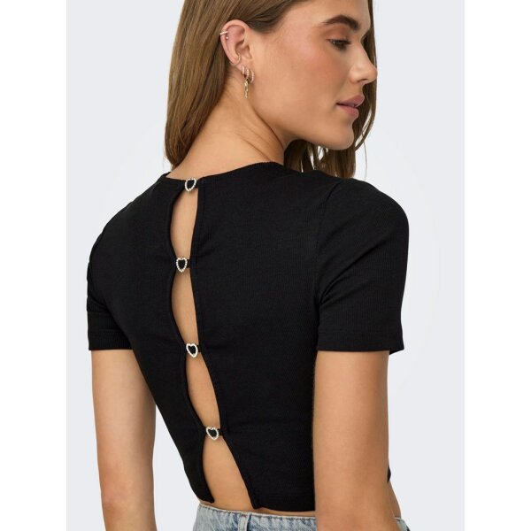ΓΥΝΑΙΚΕΙΑ ΜΠΛΟΥΖΑ CROPTOP ΜΑΥΡΗ ΚΟΝΤΟΜΑΝΙΚΗ ONLY ONLRENE S/S OPEN BACK HEART TOP JRS 15315362 - Image 5