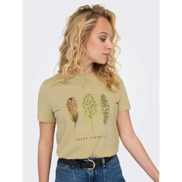 ΓΥΝΑΙΚΕΙΑ ΜΠΛΟΥΖΑ ΧΑΚΙ ΚΟΝΤΟΜΑΝΙΚΗ ONLY ONLKITA LIFE REG S/S FEATHERS TOP JRS 15316706 - Image 5