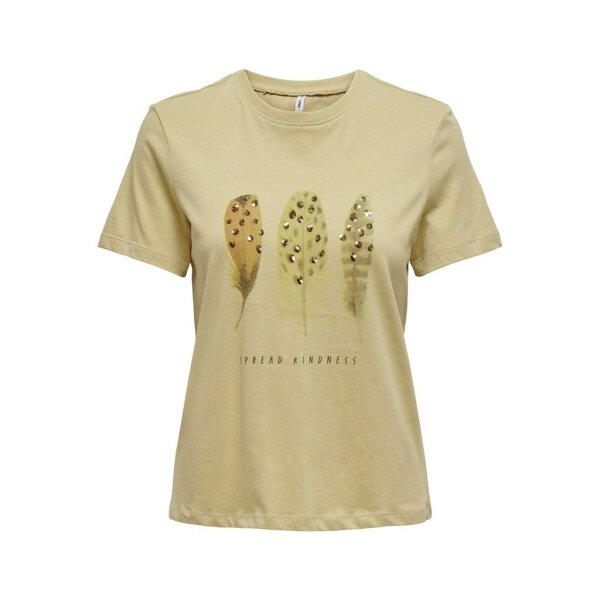 ΓΥΝΑΙΚΕΙΑ ΜΠΛΟΥΖΑ ΧΑΚΙ ΚΟΝΤΟΜΑΝΙΚΗ ONLY ONLKITA LIFE REG S/S FEATHERS TOP JRS 15316706 - Image 1